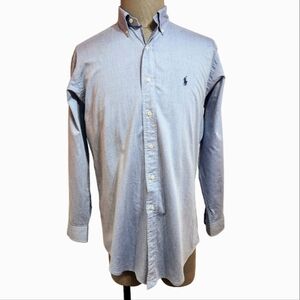Ralph Lauren Yarmouth Cotton Button Down Shirt Blue 15 1/2 32 33
